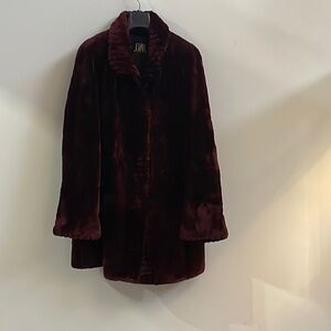 ELAN Furs Vintaged Maroon Knee Length Fur Coat